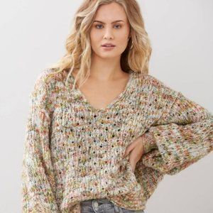 Free People Mendocino Highland Rainbow Slouchy Sweater